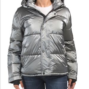 BCBGMAXAZRIA Silver Puffer Jacket
